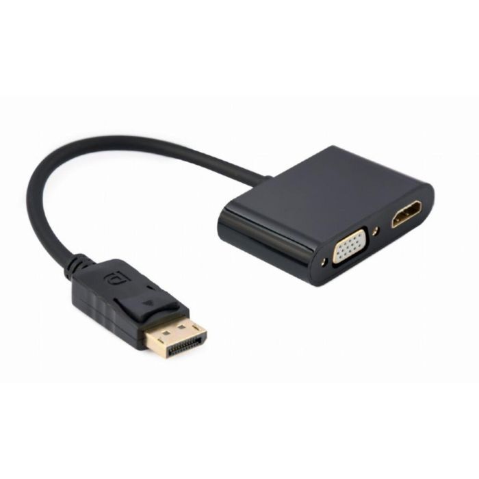 Gembird A-DPM-HDMIFVGAF-01 Cable Adaptador DisplayPort Macho a HDMI y VGA Hembra, 0,1 m, Negro