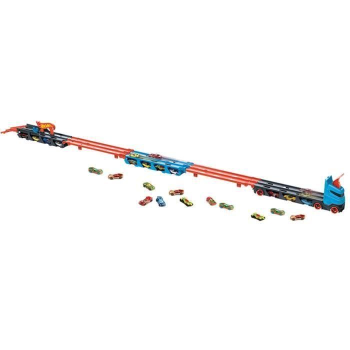Hot Wheels GVG37 Camión Transporte Convertible Pista Desplegable 182cm para 20+ Coches con Lanzador Doble y 3 Vehículos 2 Hot Wheels GVG37 Camión Transporte Convertible Pista Desplegable 182cm para 20+ Coches con Lanzador Doble y 3 Vehículos 2