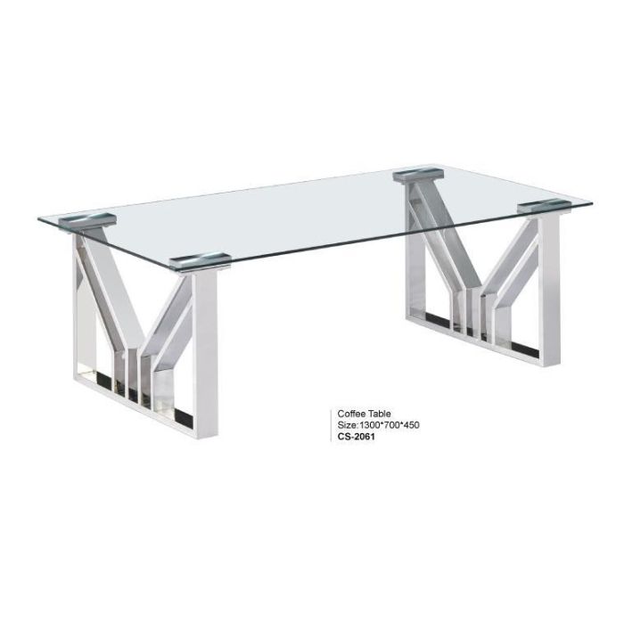 DKD Home Decor Mesa de Centro Moderna y Transparente. Diseño Elegante en Cristal y Acero. Medidas 130x70x45 cm (Ancho x Fondo x Alto)