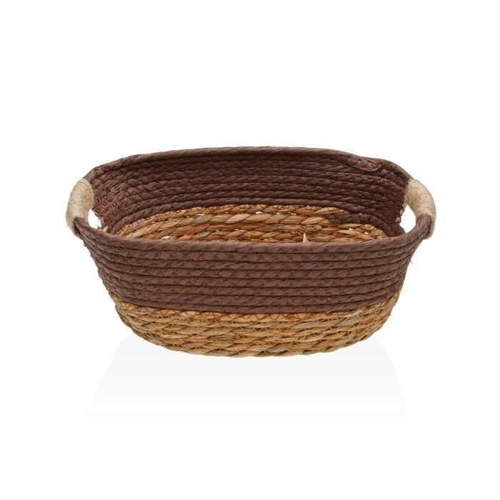 Cesta con asas marrón S Versa 20x12x27 cm - Alga y papel (2 Unidades)