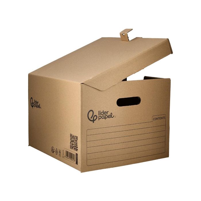 Cajon Contenedor Liderpapel Carton Manual Para 5 Cajas Archivo Def. Folio - 6 Archivadores A-Z 540x410x300 mm 7