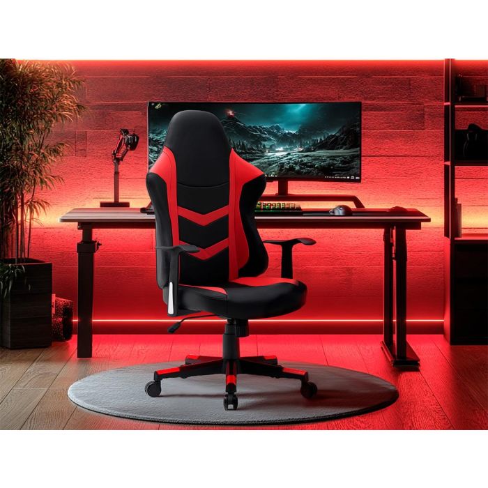 Silla Q-Connect Gaming Orvieto Simil Piel Base Metalica Alt Max 1200 Anc 650 Prof 650 mm Ruedas Premium Negro Rojo 1