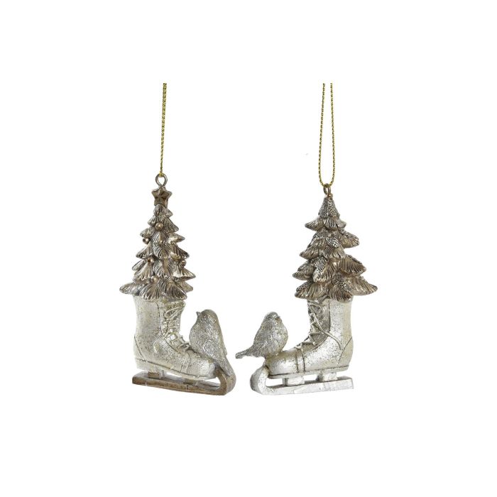DKD Home Decor Decoración Colgante Moderna Navidad Patines Resina Dorado 12 Unidades 3.5x8x5.5 cm