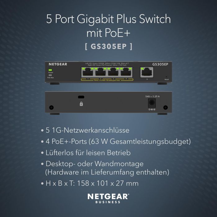 Switch Netgear GS305EP-100PES RJ-45 9