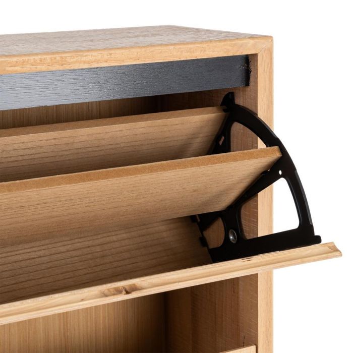 Zapatero Natural-Negro Madera-Metal 60 X 25 X 123 cm