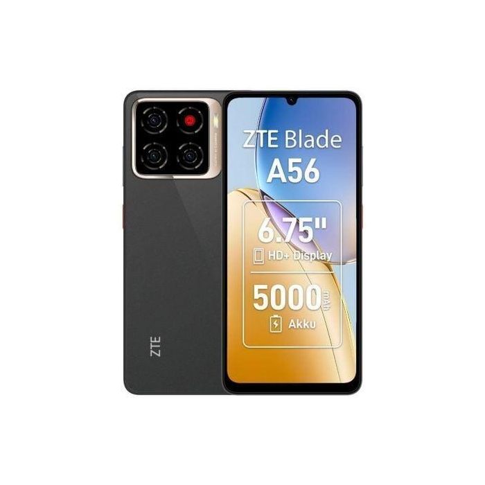 ZTE Blade A56 P606F21-BLK Smartphone 4GB RAM/64GB, Pantalla 6.75" HD+ 90Hz, Batería 5000mAh, Negro