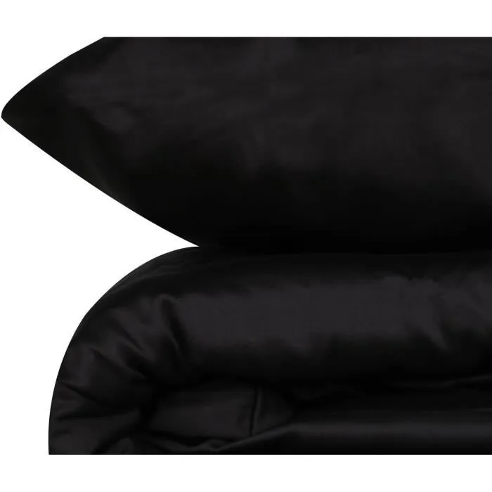 Juego de Cama 220x240 cm + 2 Fundas Almohada 60x60 cm - 100% Algodón Satén Negro - MEN8681875218435 3