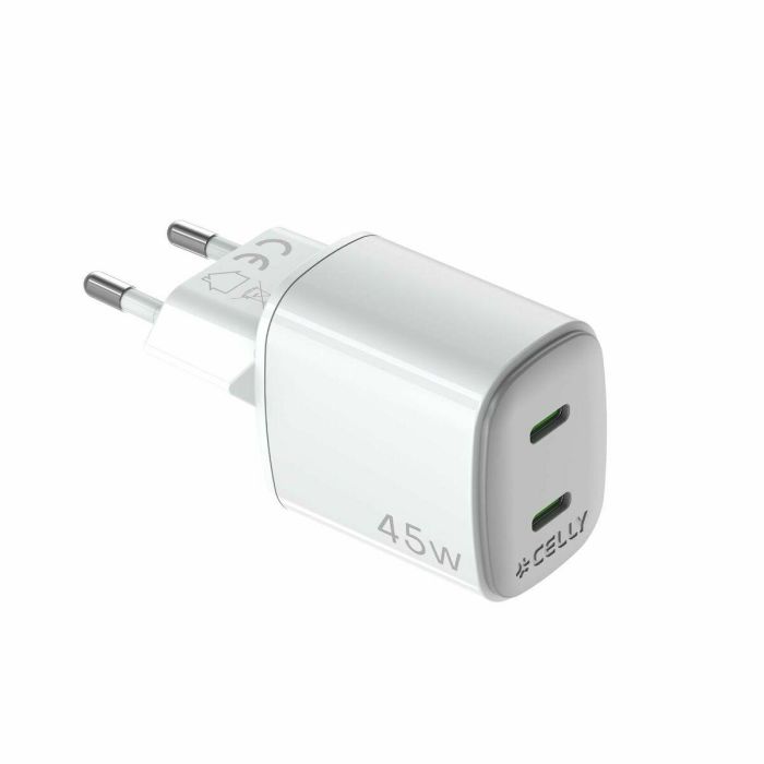 Cargador de Pared Celly UPTC2USBC45WWH Blanco 6 Cargador de Pared Celly UPTC2USBC45WWH Blanco 6
