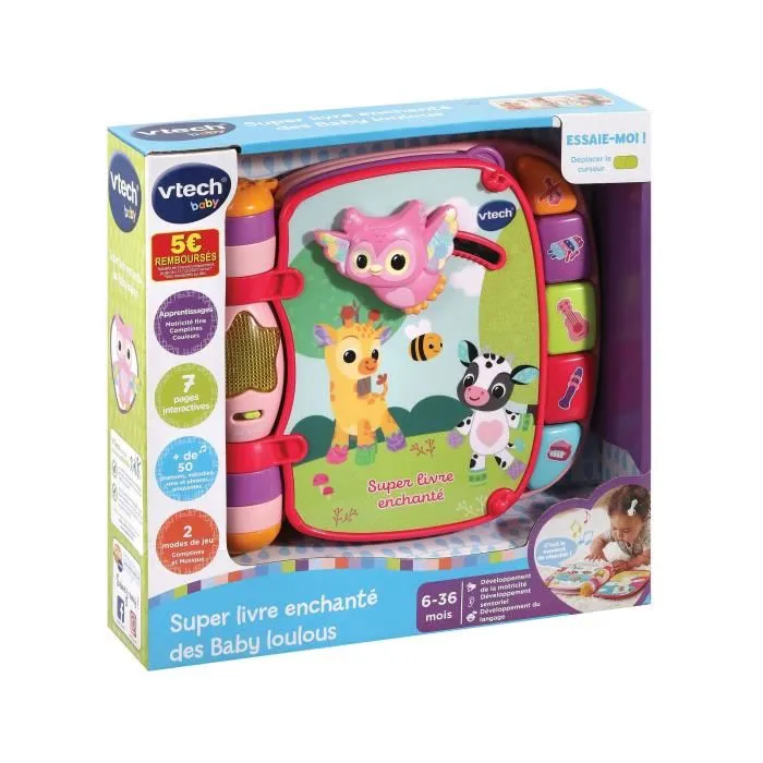 VTECH BABY Libro Super Encantado de Gatitos Bebé Rosa Interactivo y Musical para Niños de 6 a 36 Meses con Canciones y Luces 4