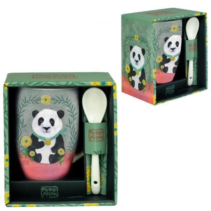 Taza Cerámica Con Cuchara Enesco Panda