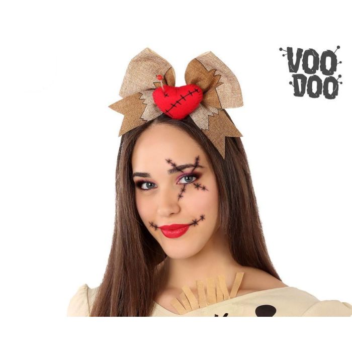 Diadema Muñeco Vudú Marrón con Lazo y Corazón Rojo para Disfraces de Halloween o Carnaval 0 Diadema Muñeco Vudú Marrón con Lazo y Corazón Rojo para Disfraces de Halloween o Carnaval 0