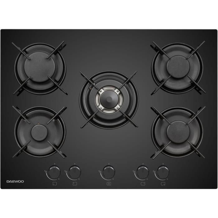DAEWOO BH7GKF51BNM Placa de gas 5 fuegos de 70 cm Negra