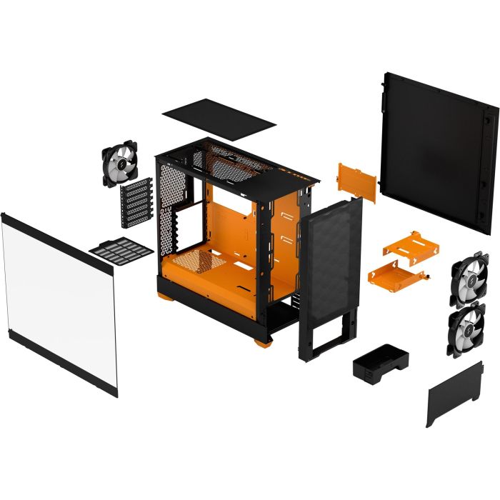 Fractal Design Pop Air RGB Orange Core TG Clear Tint Caja Torre PC con Ventana Cristal Templado y RGB Negro Naranja ATX mATX Mini-ITX 3