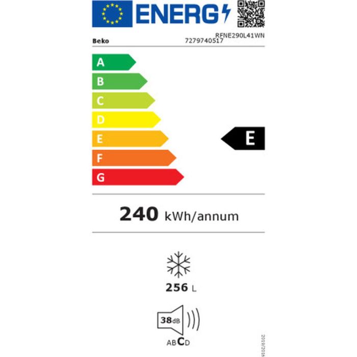 Congelador BEKO RFNE290L41WN Blanco 256 l 1