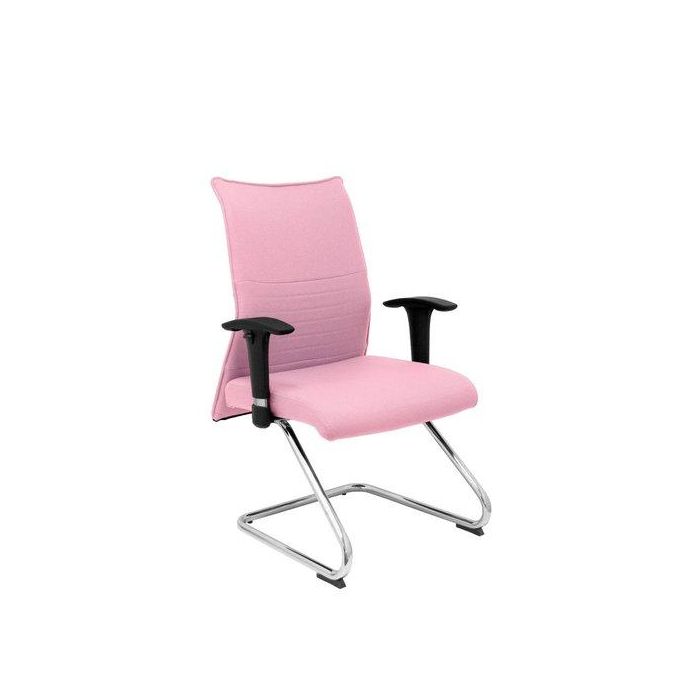 Silla Piqueras Y Crespo Albacete Confidente Estructura Patin Acabado Cromado Brazo Regulable Tapiceria Bali Rosa Palido