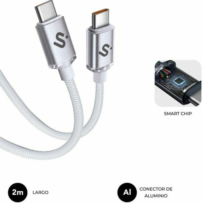 Cable USB-C a USB-C Subblim OPTIMUS Blanco 2 m 5 Cable USB-C a USB-C Subblim OPTIMUS Blanco 2 m 5