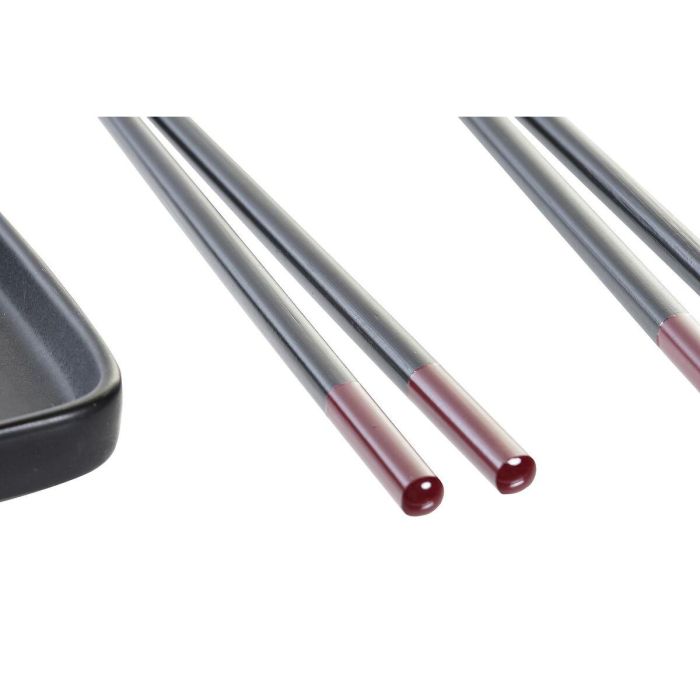 Set de Sushi DKD Home Decor Negro Bambú Gres (31,3 x 19,3 x 2,7 cm) 2