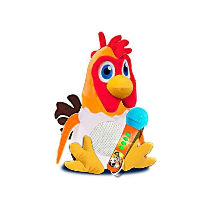 La Granja de Zenón Gallo Bartolito Amplificador Peluche con Micrófono, Cable, Sonidos y Luces, +3 años, funciona con 3 Pilas LR06