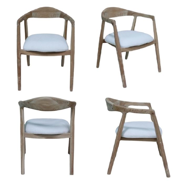 DKD Home Decor Silla de Comedor Moderna de Teca y Poliéster 57 x 77 x 61 cm (2 Unidades)