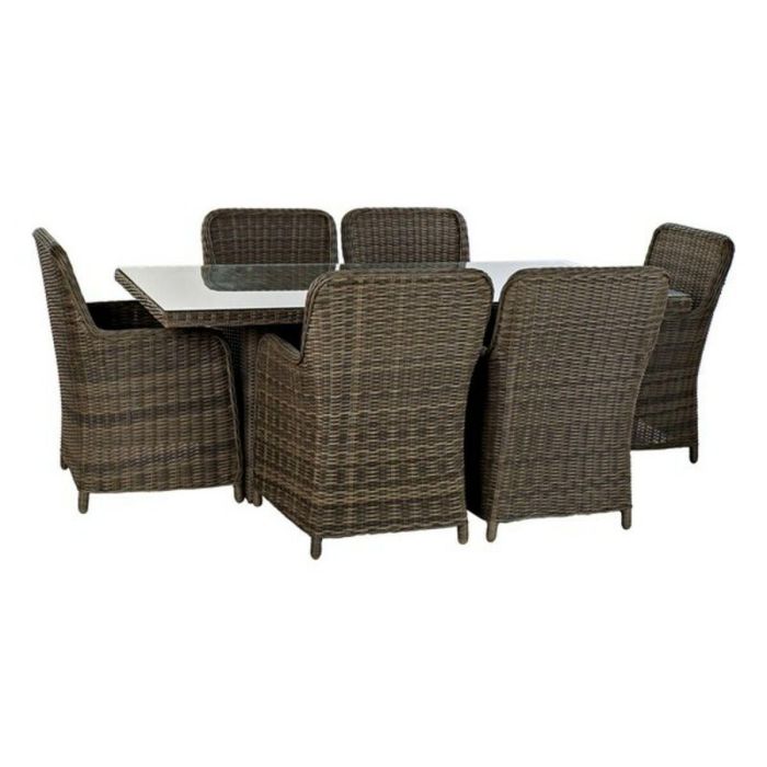 Mesa Comedor Terraza Y Jardin DKD Home Decor Marron 100 x 75 x 200 cm Set de 7 1