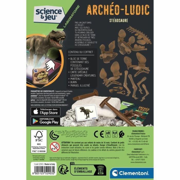 Clementoni Archéo Ludic Estegosaurio: Kit Arqueología para Excavación de Esqueletos de Dinosaurio con Herramientas y App de Realidad Aumentada 1 Clementoni Archéo Ludic Estegosaurio: Kit Arqueología para Excavación de Esqueletos de Dinosaurio con Herramientas y App de Realidad Aumentada 1