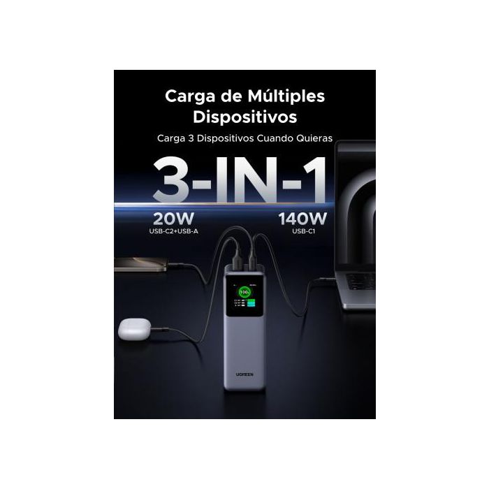 Ugreen 25000Mah 200W Fast Charging Powerbank Gris 7 Ugreen 25000Mah 200W Fast Charging Powerbank Gris 7