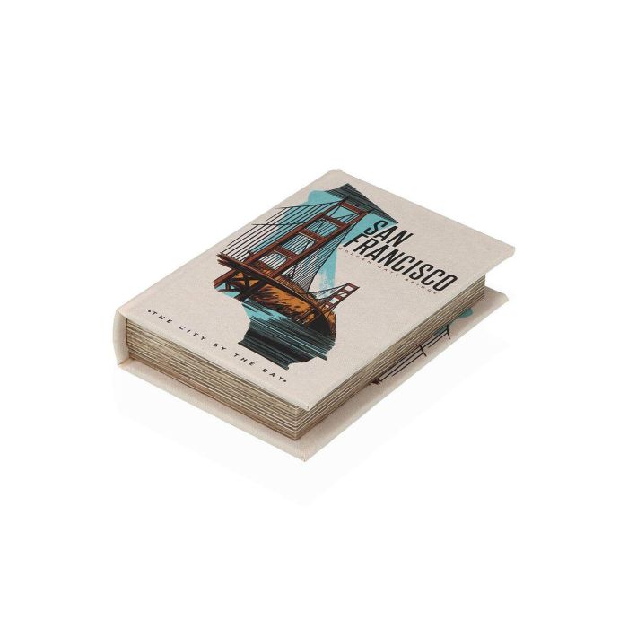 Caja Decorativa Versa San Francisco Lienzo Madera MDF Caja Decorativa Versa San Francisco Lienzo Madera MDF