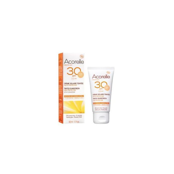 ACORELLE Crema Facial Color Gold SPF 30 Protección Solar 50ml con Filtro Mineral para un Tono Iluminado