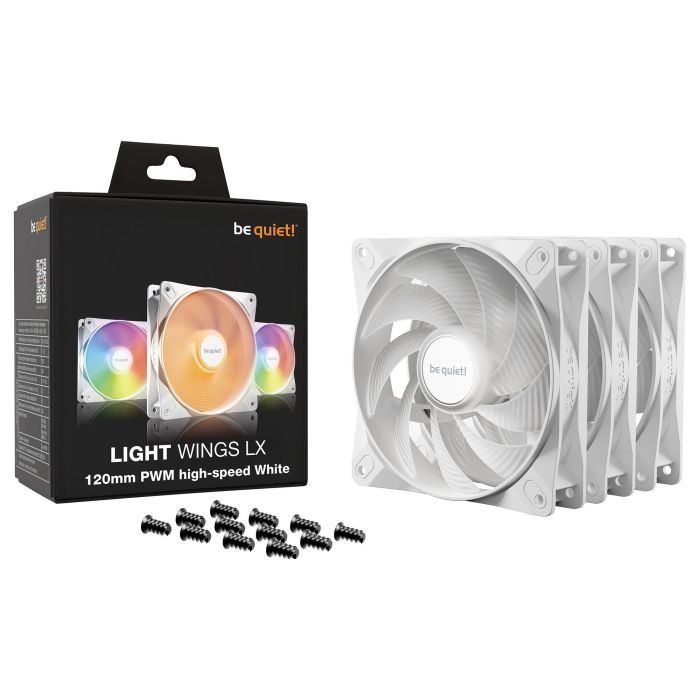 Be Quiet Ventilador Light Wings LX BL125S 120 mm PWM Alta Triple Velocidad Blanco Pack 4