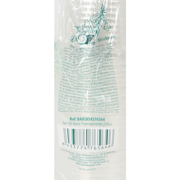 Set de 25 vasos transparentes 220 cc Algon (24 Cajas) 7 Set de 25 vasos transparentes 220 cc Algon (24 Cajas) 7