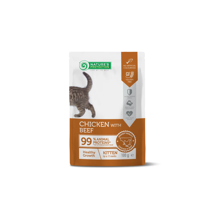 Nature's Protection Detox Cat Kitten Pollo Con Vacuno Pouch 100 gr