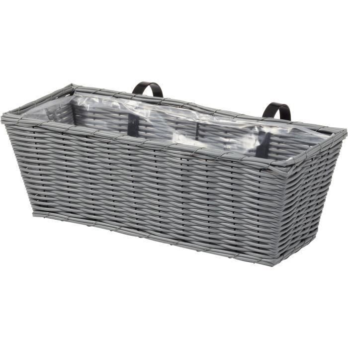 Jardinera - Imitación ratán - Gris - 48 cm - SMART GARDEN Jardinera - Imitación ratán - Gris - 48 cm - SMART GARDEN