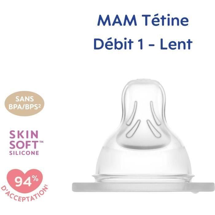 MAM Tetina Anatómica de Silicona para Biberón - Flujo Lento 1 - Imita Succión Materna - Juego de 2 Transparente 2 MAM Tetina Anatómica de Silicona para Biberón - Flujo Lento 1 - Imita Succión Materna - Juego de 2 Transparente 2