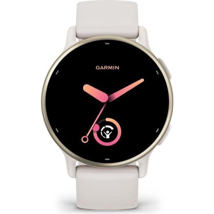 Reloj GPS conectado - GARMIN - Vivoactive 5 - WiFi - 30,4 mm (1.2) - Crema Oro con correa Beige