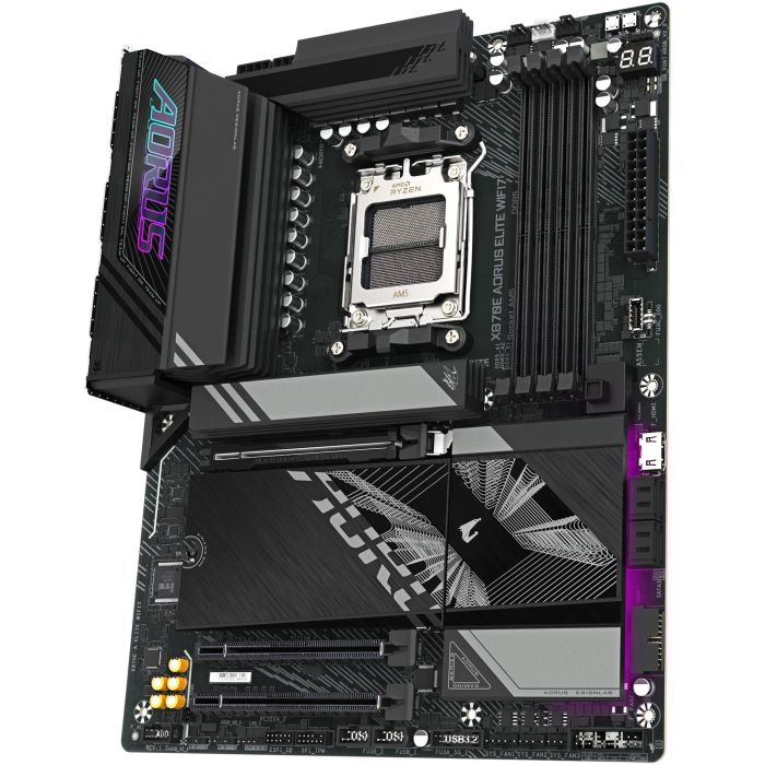Gigabyte Placa Base X870E AORUS ELITE WIFI7 ATX AM5 para CPUs AMD Ryzen 7000, 8000, 9000, Wi-Fi 7, DDR5, PCIe 5.0, 2.5GbE LAN 3