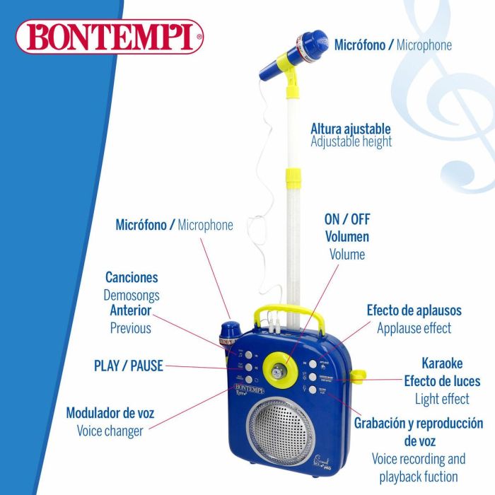 Altavoz con Micrófono Karaoke Bontempi 2 Unidades 2 Altavoz con Micrófono Karaoke Bontempi 2 Unidades 2