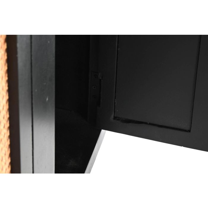 DKD Home Decor Buffet Negro y Natural de Madera de Mango y Ratán con Patas de Metal, 4 Puertas, 2 Estanterías, 160x40x90 cm 5 DKD Home Decor Buffet Negro y Natural de Madera de Mango y Ratán con Patas de Metal, 4 Puertas, 2 Estanterías, 160x40x90 cm 5