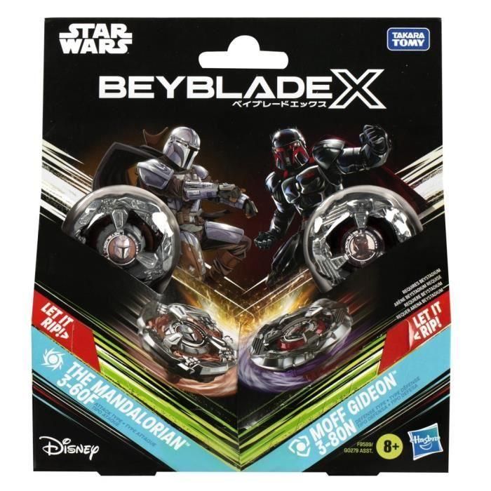 Beyblade X y Star Wars, colaboración The Mandalorian 3-60F vs. Moff Gideon 3-80N, paquete múltiple 2 Beyblade X y Star Wars, colaboración The Mandalorian 3-60F vs. Moff Gideon 3-80N, paquete múltiple 2