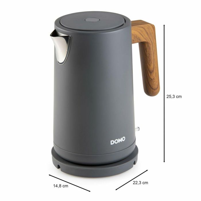 Domo DOM1741676428017 Hervidor eléctrico 2200 W 1.7 L Base giratoria Negro/Madera 6