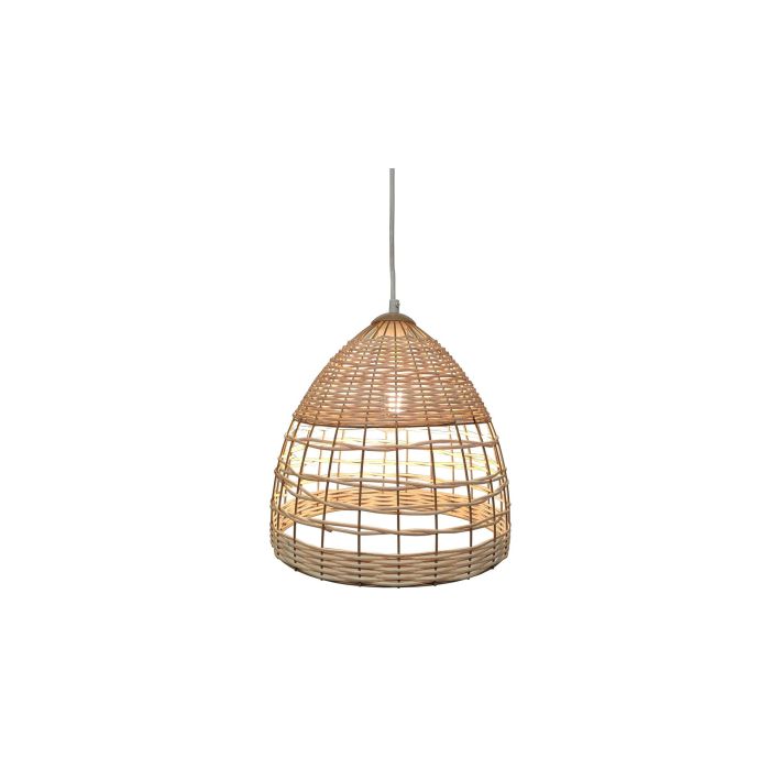 DKD Home Decor Lámpara de Techo Urban Ratán y Metal Marrón Claro Blanco 30x30x30 cm compatible E27 50W
