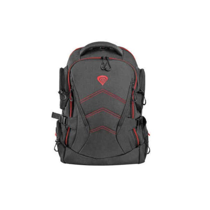 GENESIS Pallad 550 Mochila Gaming para Portátiles 17.3 pulgadas, Negro Rojo, Resistente al Agua y Golpes, con Múltiples Compartimentos