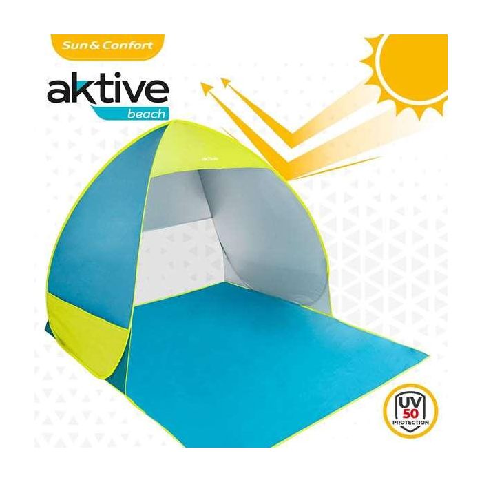 Tienda playa pop up 160x140x110 poliester uv50 color azul/verde 2 Tienda playa pop up 160x140x110 poliester uv50 color azul/verde 2