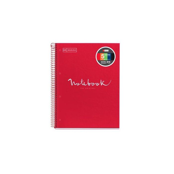 Bloc Miquelrius Emotions Notebook 5 Micro.Tapa Extra A4 120H 90G Cuadric.5X5 Rojo 5 unidades
