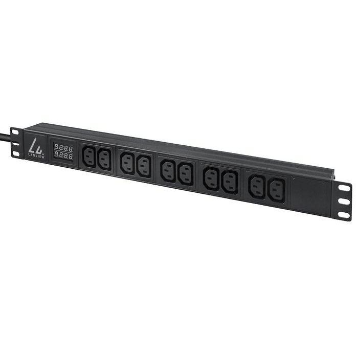 Lanview 19'' rack mount power strip, 3m, 16A with 10 x C13 socket and AMP meter 1