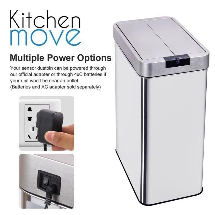 KITCHEN MOVE Papelera automática SILVERLAKE - 60L - Acero inoxidable con fleje 5