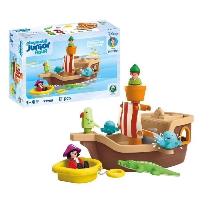 Playmobil 71769 Barco Pirata Peter Pan Disney - Juguete de Baño para Bebés +12 Meses con Función Rociadora y Almacenamiento 2