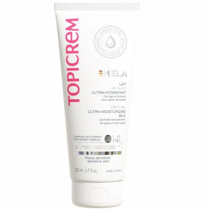 Topicrem MELA Leche Corporal Unificadora Ultra-Hidratante SPF15+ que Aclara, Unifica y Protege Piel Sensible 200 ml Topicrem MELA Leche Corporal Unificadora Ultra-Hidratante SPF15+ que Aclara, Unifica y Protege Piel Sensible 200 ml