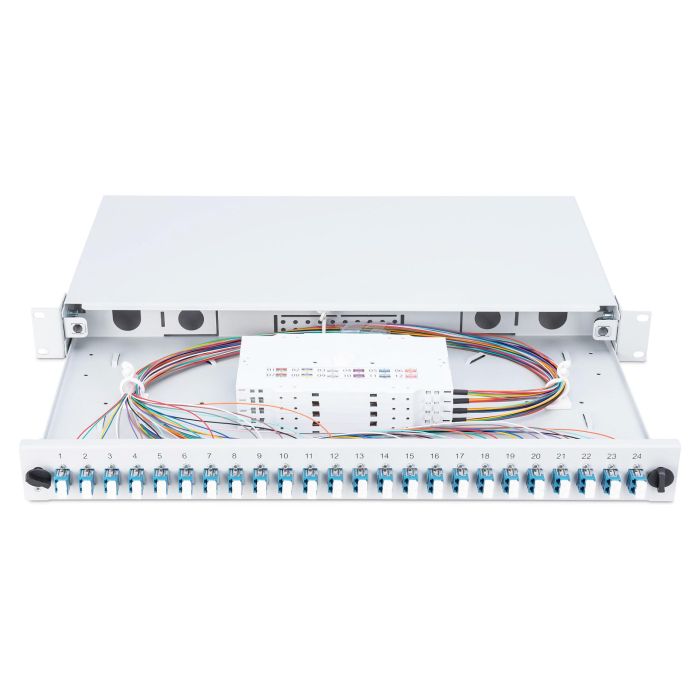 Digitus Caja de Empalme Fibra Óptica 1HE, 24x LC DX OS2, equipada, Gris, Acero - OS2 Digitus Caja de Empalme Fibra Óptica 1HE, 24x LC DX OS2, equipada, Gris, Acero - OS2