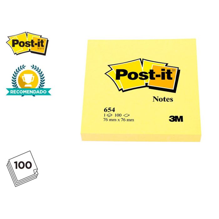 Bloc De Notas Adhesivas Quita Y Pon Post-It 76x76 mm Con 100Hojas 12 unidades 2