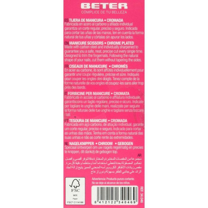 Beter Tijeras de Manicura Curva Cromada para Uñas 1 pz 1
